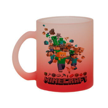 Minecraft adventure, Κούπα γυάλινη δίχρωμη με βάση το κόκκινο ματ, 330ml