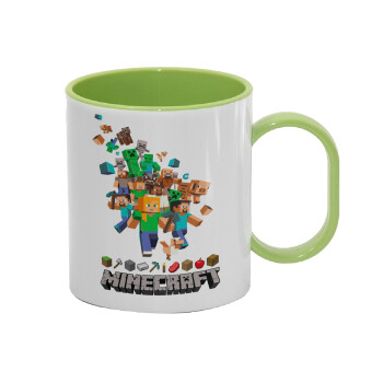 Minecraft adventure, Κούπα (πλαστική) (BPA-FREE) Polymer Πράσινη για παιδιά, 330ml