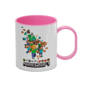 Minecraft adventure, Κούπα (πλαστική) (BPA-FREE) Polymer Ροζ για παιδιά, 330ml