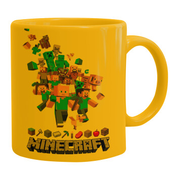 Minecraft adventure, Ceramic coffee mug yellow, 330ml (1pcs)