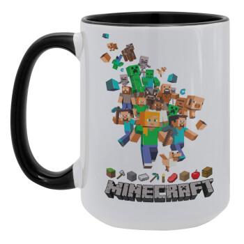 Minecraft adventure, Κούπα Mega 15oz, κεραμική Μαύρη, 450ml