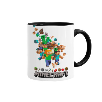 Minecraft adventure, Κούπα χρωματιστή μαύρη, κεραμική, 330ml