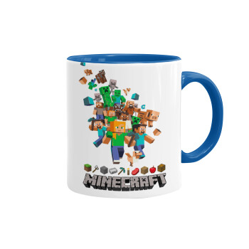 Minecraft adventure, Κούπα χρωματιστή μπλε, κεραμική, 330ml