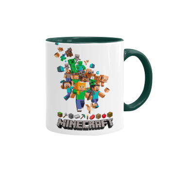 Minecraft adventure, Κούπα χρωματιστή πράσινη, κεραμική, 330ml