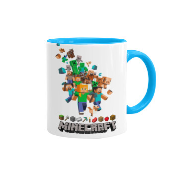 Minecraft adventure, Κούπα χρωματιστή γαλάζια, κεραμική, 330ml
