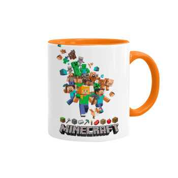 Minecraft adventure, Κούπα χρωματιστή πορτοκαλί, κεραμική, 330ml