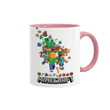 Minecraft adventure, Mug colored pink, ceramic, 330ml