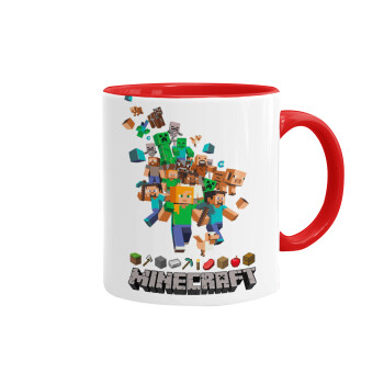 Minecraft adventure, Κούπα χρωματιστή κόκκινη, κεραμική, 330ml