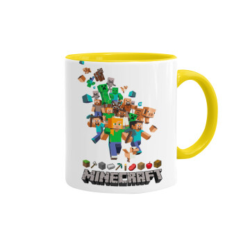 Minecraft adventure, Κούπα χρωματιστή κίτρινη, κεραμική, 330ml