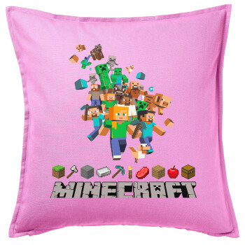 Minecraft adventure, Sofa cushion Pink 50x50cm includes filling