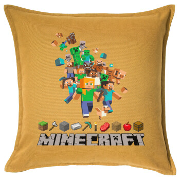 Minecraft adventure, Sofa cushion YELLOW 50x50cm includes filling