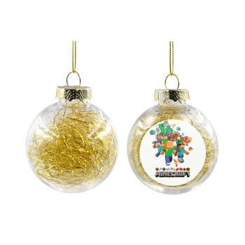 Minecraft adventure, Transparent Christmas tree ball ornament with gold filling 8cm