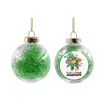 Minecraft adventure, Χριστουγεννιάτικη μπάλα δένδρου διάφανη με πράσινο γέμισμα 8cm