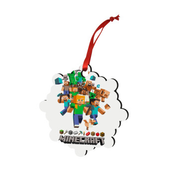 Minecraft adventure, Christmas ornament snowflake wooden 7.5cm