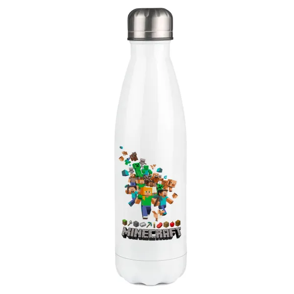 Minecraft adventure — Metal mug thermos White (Stainless steel), double wall, 500ml