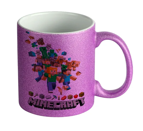 Minecraft adventure — Κούπα Μωβ Glitter που γυαλίζει, κεραμική, 330ml