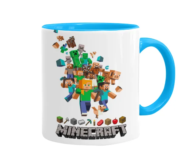 Minecraft adventure — Κούπα χρωματιστή γαλάζια, κεραμική, 330ml