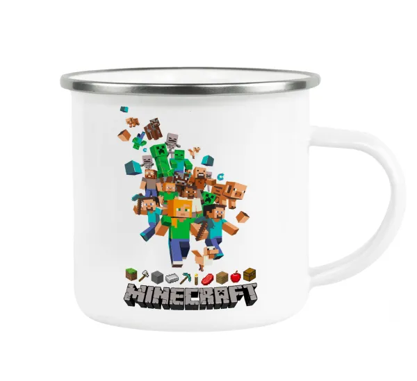 Minecraft adventure — Metallic enamel cup white 360ml