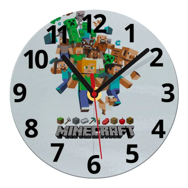Minecraft adventure — Glass wall clock (20cm)
