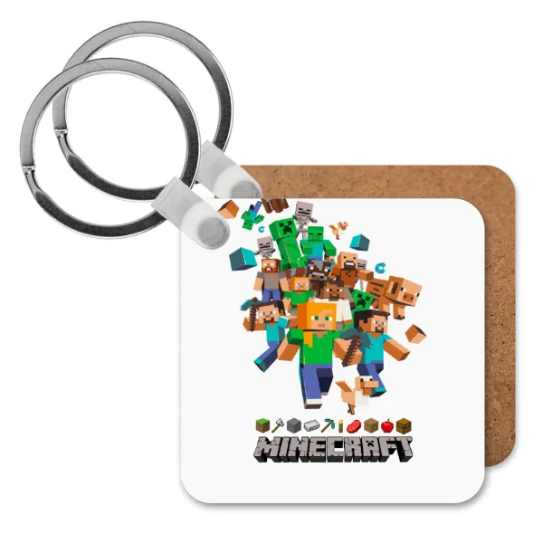 Minecraft adventure — Square wooden MDF keychain