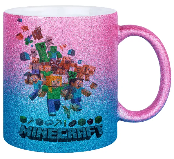 Minecraft adventure — Κούπα Χρυσή/Μπλε Glitter, κεραμική, 330ml