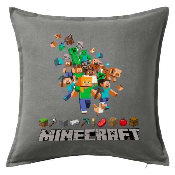 Minecraft adventure — Sofa cushion Grey 50x50cm includes filling