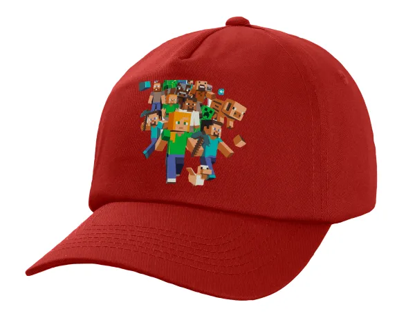 Minecraft adventure — Πεντάφυλλο Καπέλο Ενηλίκων Baseball, 100% Βαμβακερό,  Κόκκινο (ΒΑΜΒΑΚΕΡΟ, ΕΝΗΛΙΚΩΝ, UNISEX, ONE SIZE)