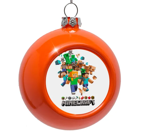 Minecraft adventure — Orange Christmas tree ornament bauble 8cm