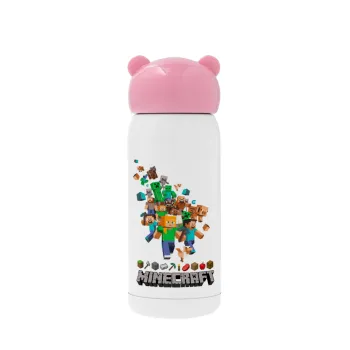 Minecraft adventure, Ροζ ανοξείδωτο παγούρι θερμό (Stainless steel), 320ml
