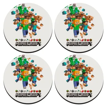 Minecraft adventure, ΣΕΤ 4 Σουβέρ ξύλινα στρογγυλά (9cm)