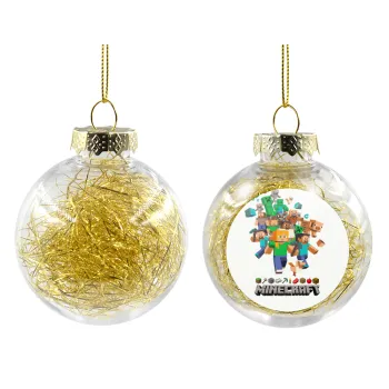 Minecraft adventure, Transparent Christmas tree ball ornament with gold filling 8cm