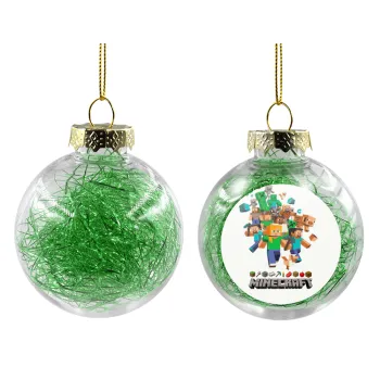 Minecraft adventure, Transparent Christmas tree ball ornament with green filling 8cm