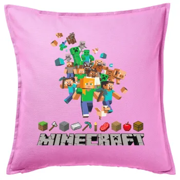Minecraft adventure, Sofa cushion Pink 50x50cm includes filling