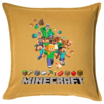 Minecraft adventure, Sofa cushion YELLOW 50x50cm includes filling