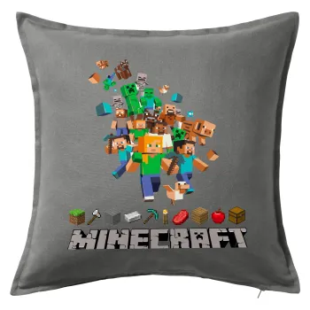 Minecraft adventure, Sofa cushion Grey 50x50cm includes filling