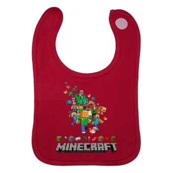Minecraft adventure, Σαλιάρα με Σκρατς Κόκκινη 100% Organic Cotton (0-18 months)
