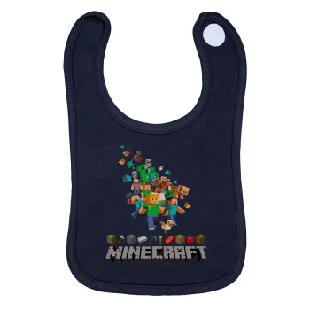 Minecraft adventure, Σαλιάρα με Σκρατς 100% Organic Cotton Μπλε (0-18 months)