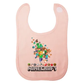 Minecraft adventure, Σαλιάρα με Σκρατς ΡΟΖ 100% Organic Cotton (0-18 months)
