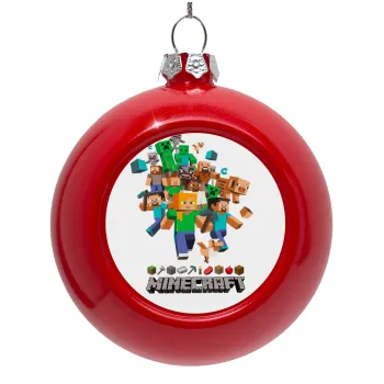 Minecraft adventure, Red Christmas tree ornament bauble 8cm