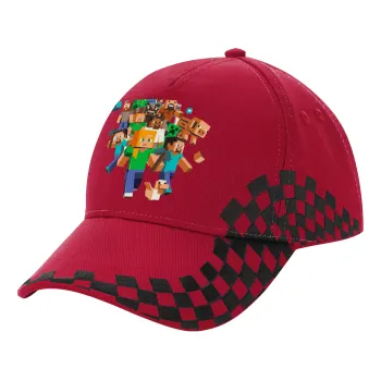 Minecraft adventure, Adult Cap RACING Ultimate Red/Black, (100% COTTON DRILL, ADULT, UNISEX, ONE SIZE ADULT)