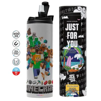 Minecraft adventure, Tumbler stainless steel GREY 600ml