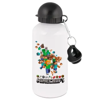 Minecraft adventure, Metal water bottle, White, aluminum 500ml