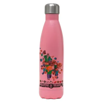 Minecraft adventure, Metal mug thermos Pink Mat (Stainless steel), double wall, 500ml