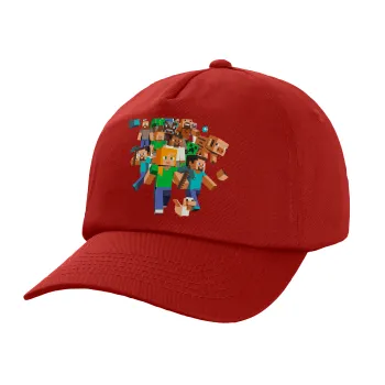 Minecraft adventure, Children's Baseball Cap, 100% Cotton Twill, Red (COTTON, CHILDREN'S, UNISEX, ONE SIZE)