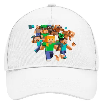 Minecraft adventure, Adult Baseball Cap, Drill, White (100% COTTON, ADULT, UNISEX, ONE SIZE)