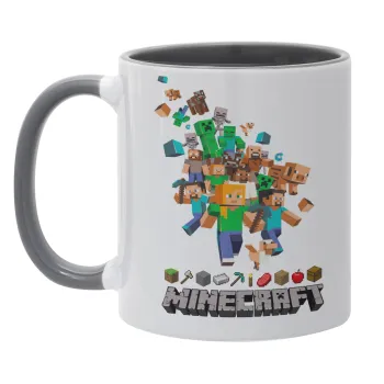 Minecraft adventure, Κούπα χρωματιστή γκρι, κεραμική, 330ml