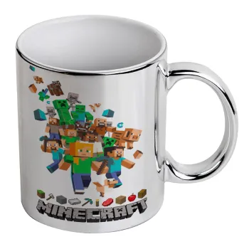 Minecraft adventure, Κούπα κεραμική, ασημένια καθρέπτης, 330ml