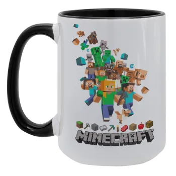 Minecraft adventure, Κούπα Mega 15oz, κεραμική Μαύρη, 450ml