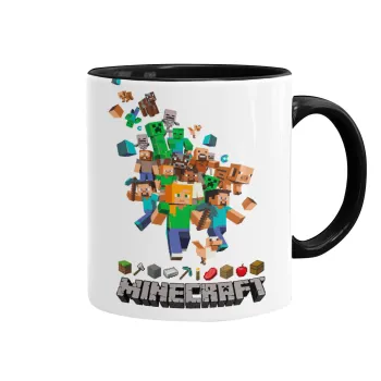 Minecraft adventure, Κούπα χρωματιστή μαύρη, κεραμική, 330ml