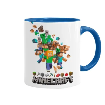 Minecraft adventure, Κούπα χρωματιστή μπλε, κεραμική, 330ml